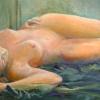 AlvĂł nĂľ (2001.),
30 x 70 cm feszĂ­tett vĂĄszon,
magĂĄntulajdon (SvĂŠdorszĂĄg).